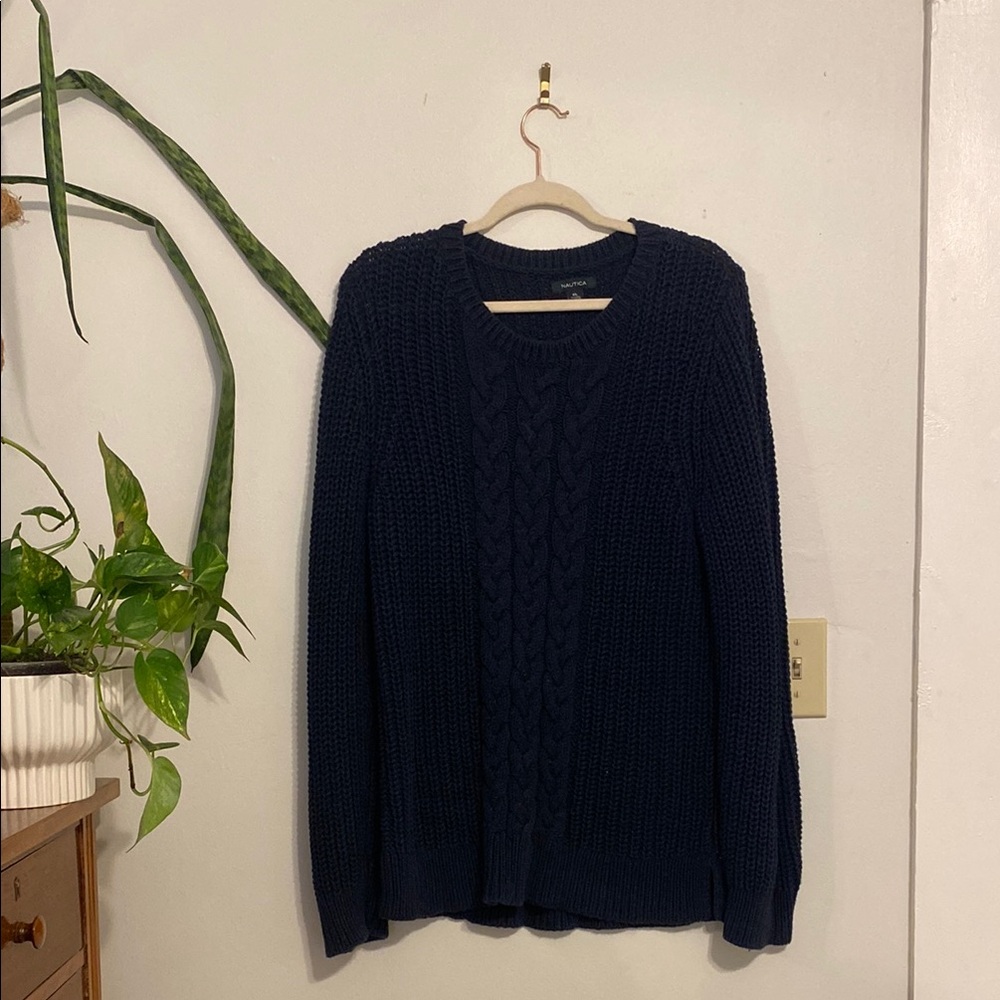 Navy Cable Knit Sweater